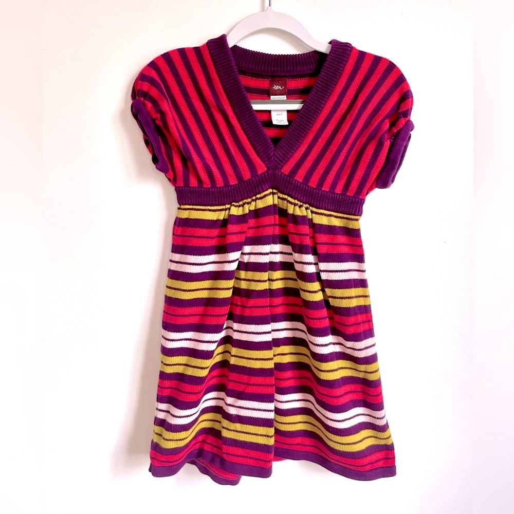 NEW Tea Collection V-Neck Sweater Dress, Empire Waist, Soft Knit, Short Sleeves